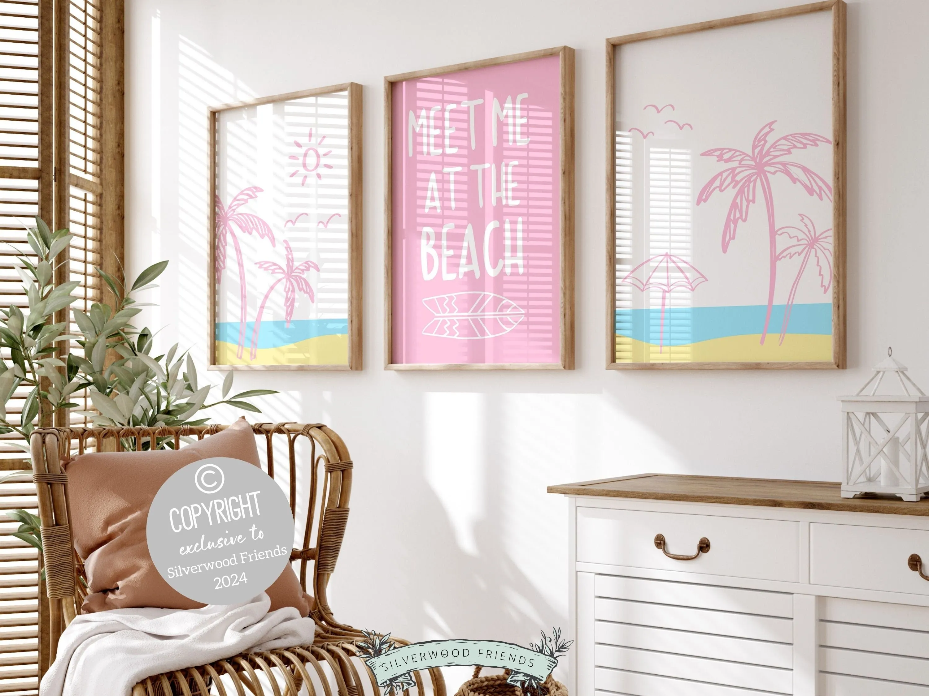 Meet Me At The Beach - Set of 3 Pink