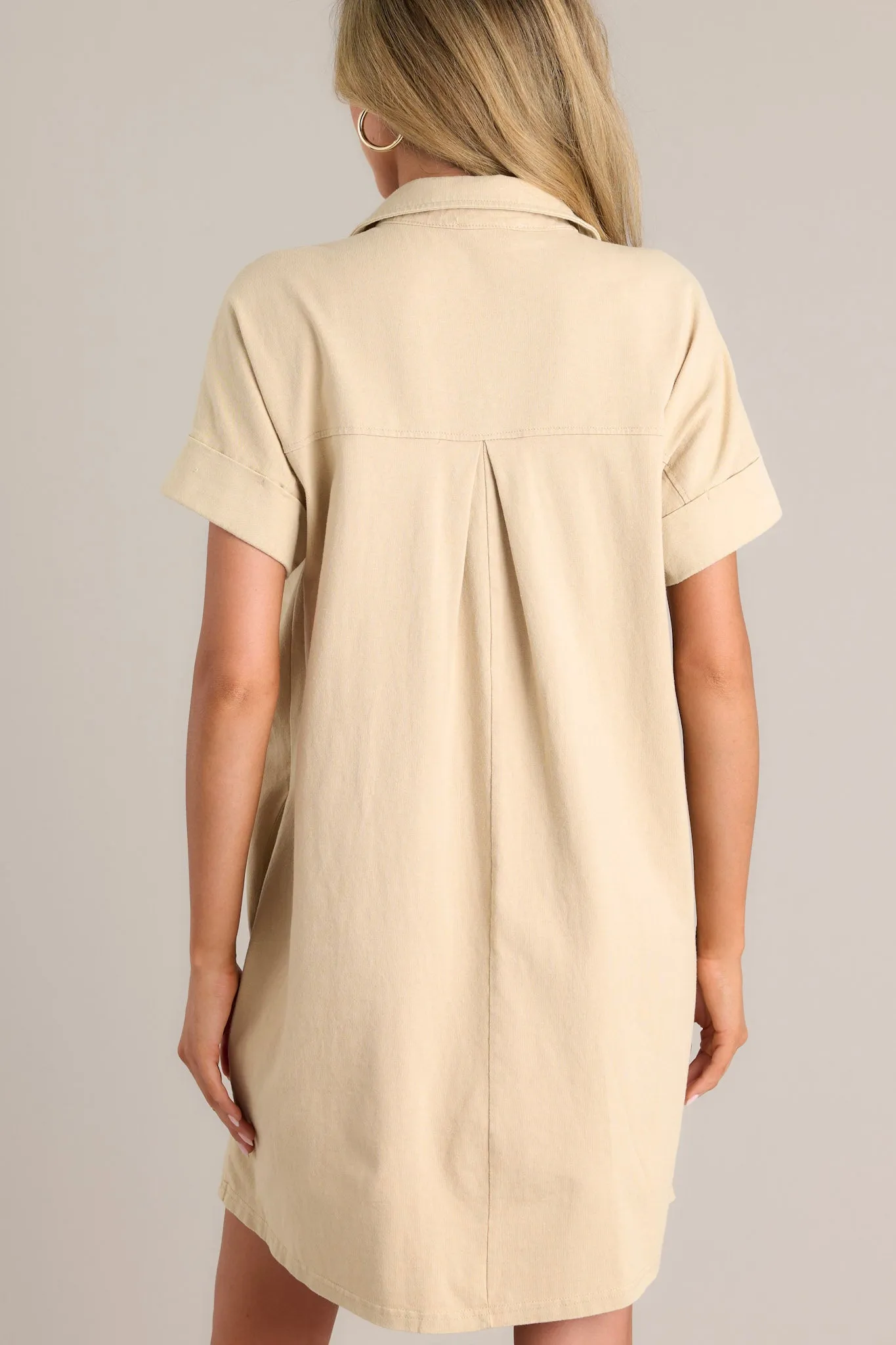 Metropolitan Mood Tan Collared Mini Dress
