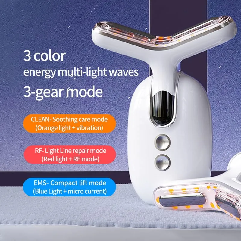 Microcurrent-Facial-Neck Device Face Massage Machine, 3 Modes Skin Care-Heat, Vibration, Facial Device for Skin Care, Improvement, Firming, Tightening and Smoothing
