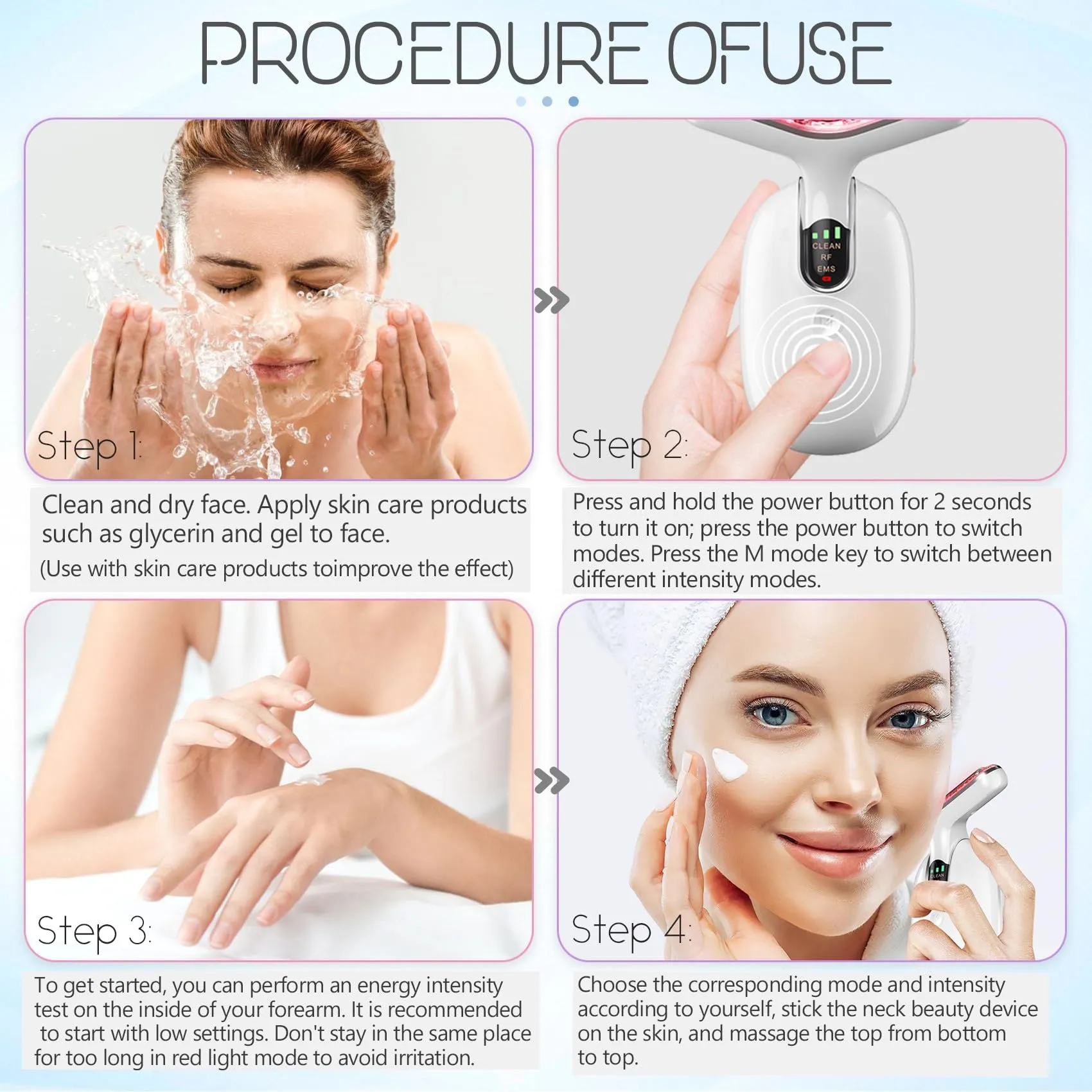 Microcurrent-Facial-Neck Device Face Massage Machine, 3 Modes Skin Care-Heat, Vibration, Facial Device for Skin Care, Improvement, Firming, Tightening and Smoothing