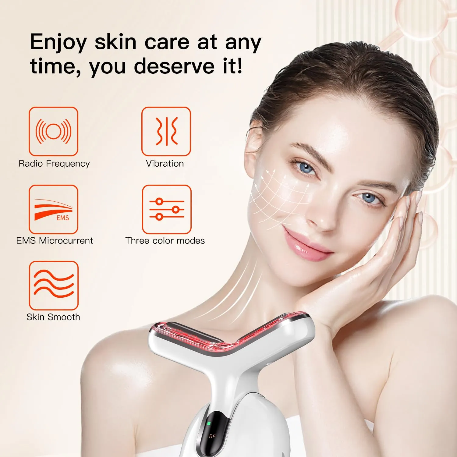 Microcurrent-Facial-Neck Device Face Massage Machine, 3 Modes Skin Care-Heat, Vibration, Facial Device for Skin Care, Improvement, Firming, Tightening and Smoothing