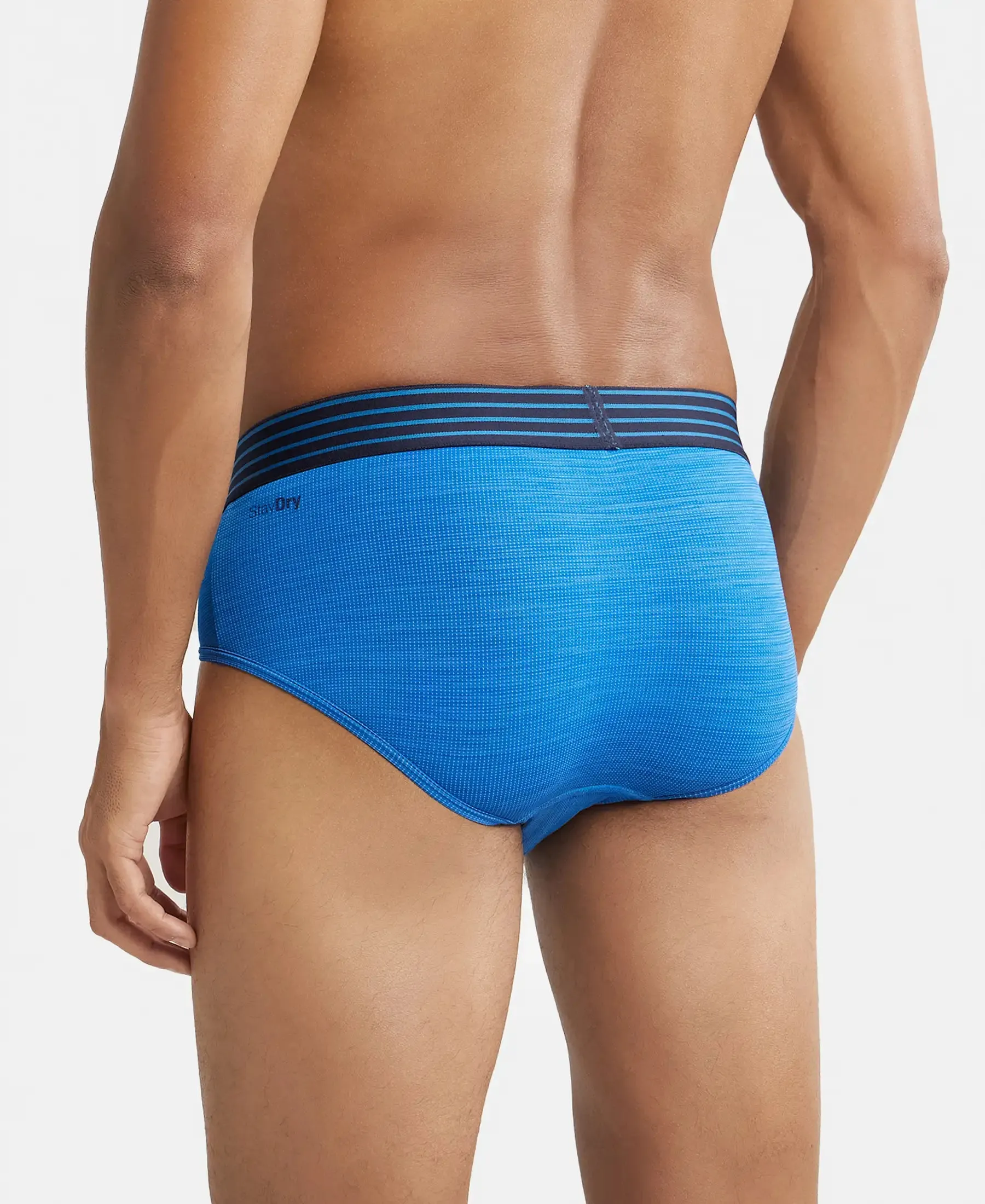 Microfiber Mesh Elastane Stretch Performance Brief with StayDry Technology - Move Blue