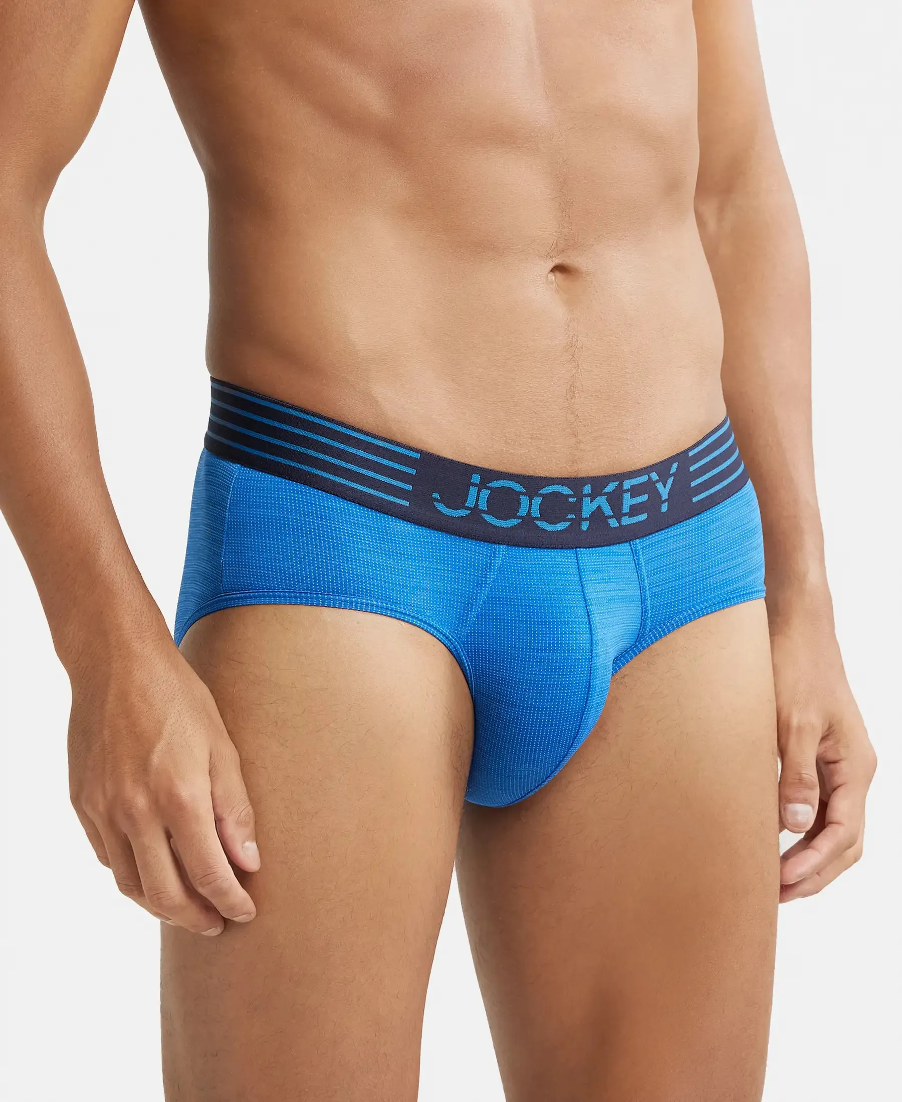 Microfiber Mesh Elastane Stretch Performance Brief with StayDry Technology - Move Blue