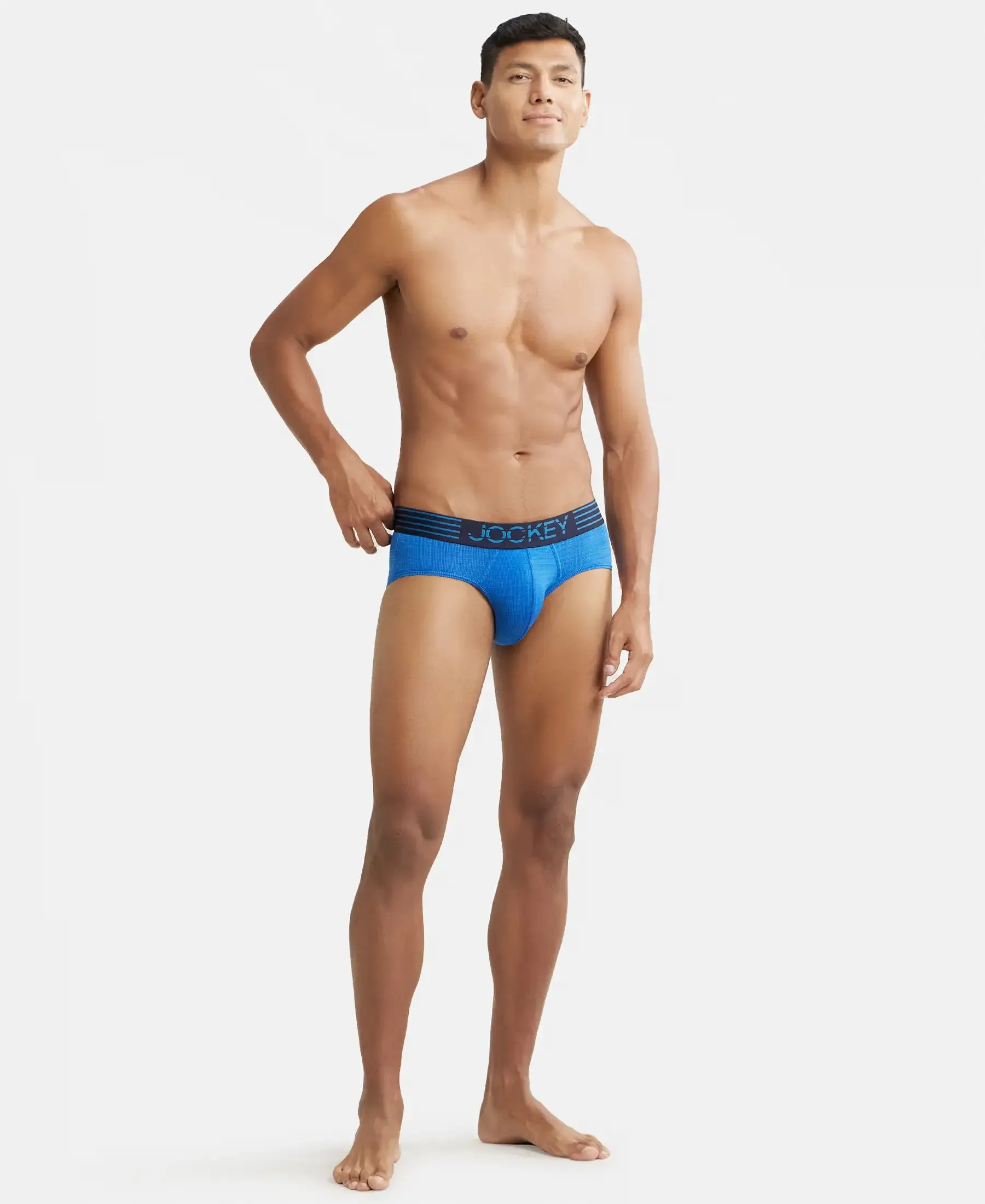 Microfiber Mesh Elastane Stretch Performance Brief with StayDry Technology - Move Blue