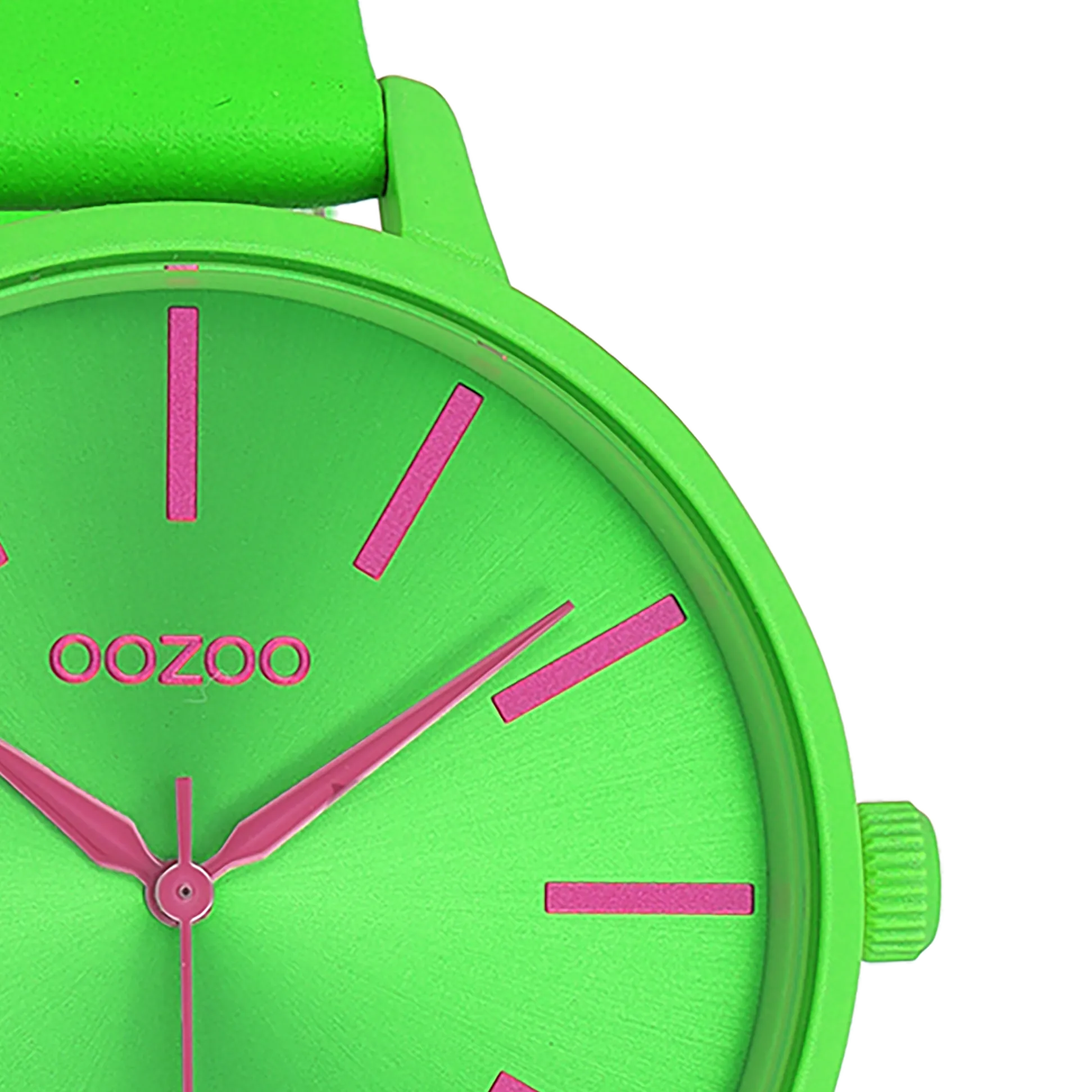 Neon green OOZOO watch with neon green leather strap - C11183