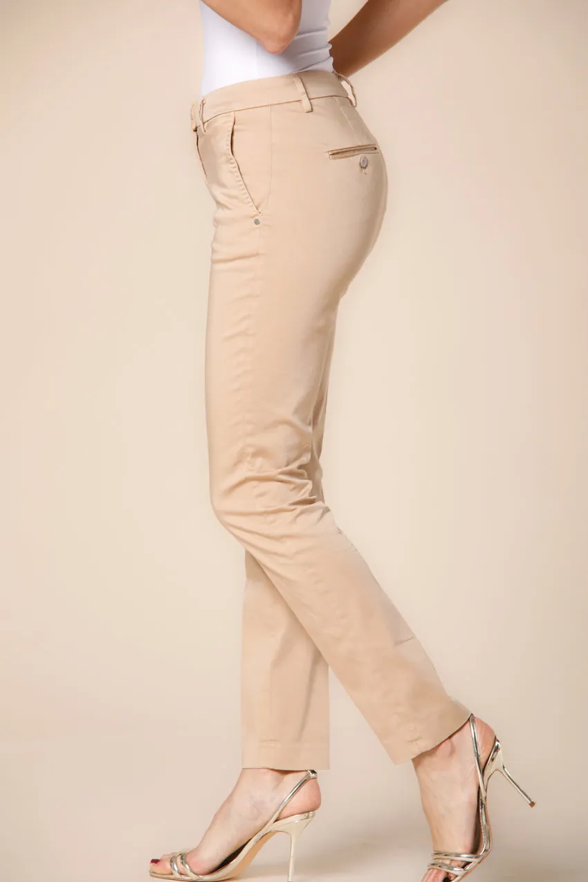 New York Slim women's chino pants in stretch satin slim