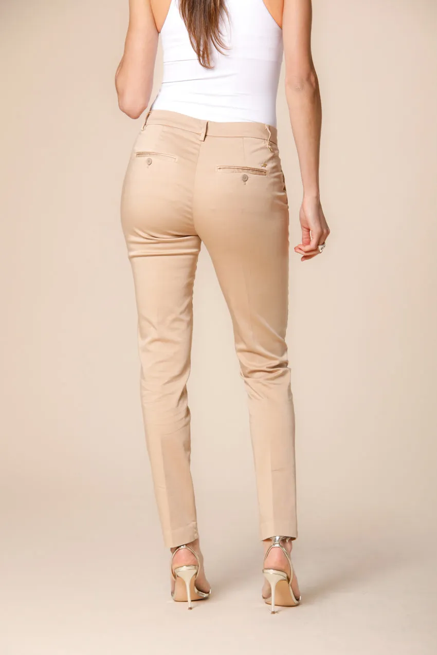 New York Slim women's chino pants in stretch satin slim