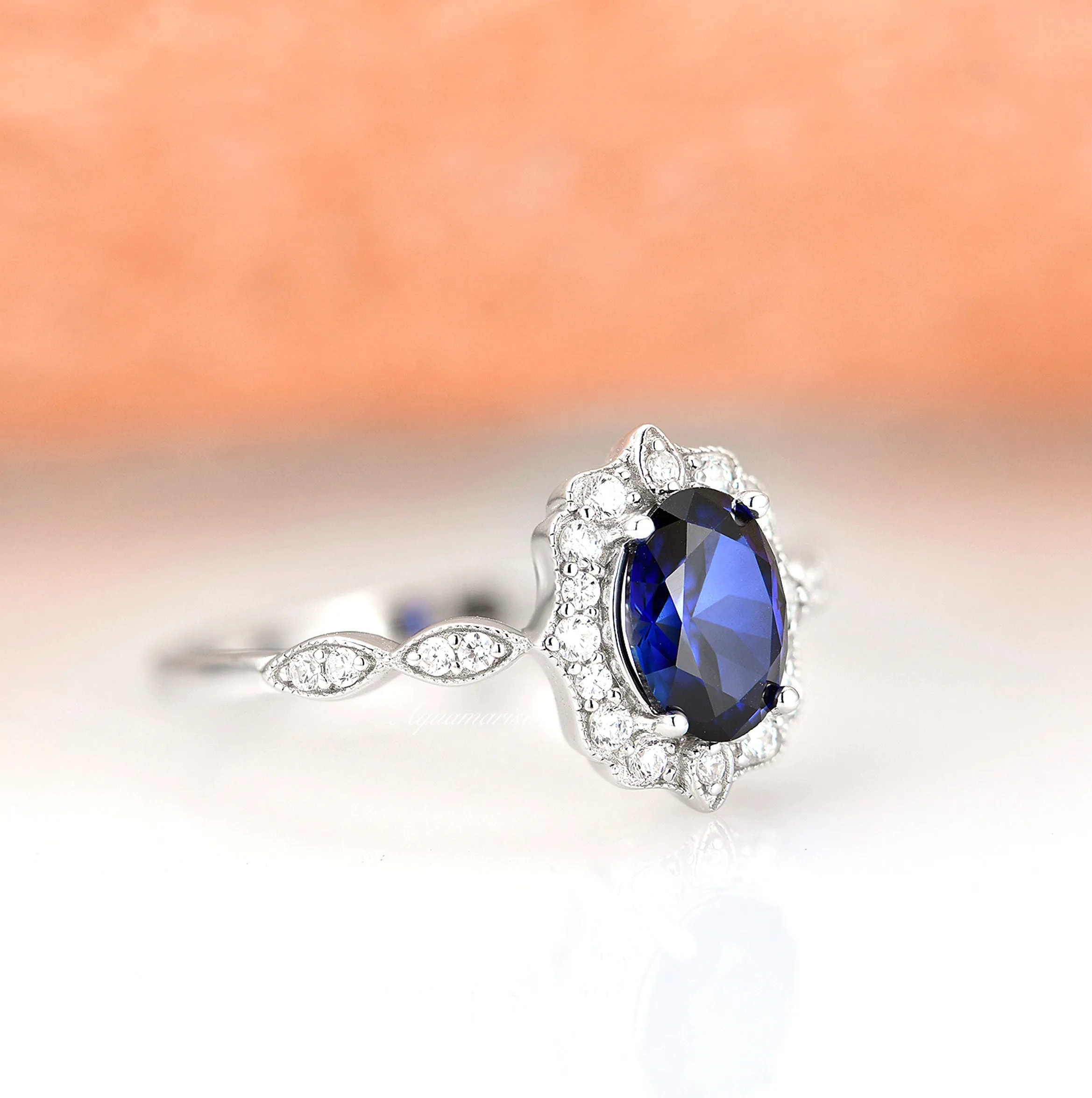 Ophelia Sapphire Ring- Sterling Silver