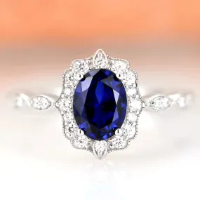 Ophelia Sapphire Ring- Sterling Silver