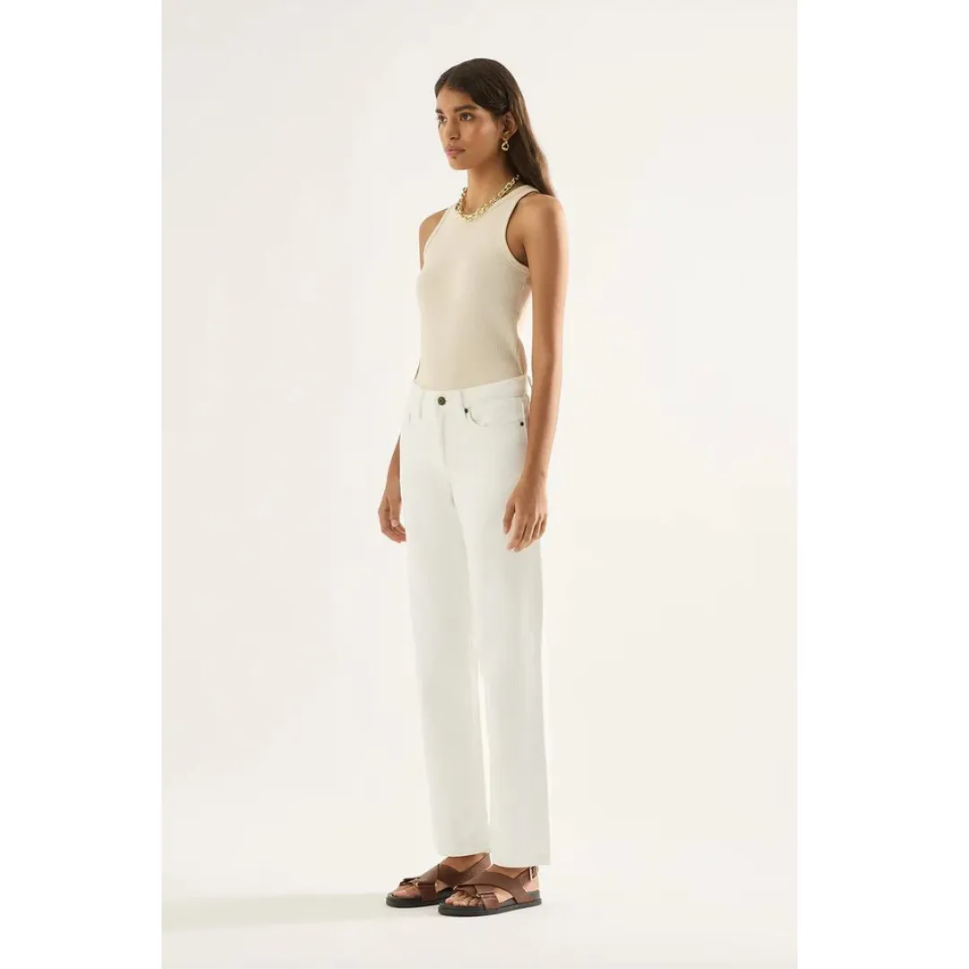 OUTLAND DENIM Elise Mid Straight Jean, Snow White