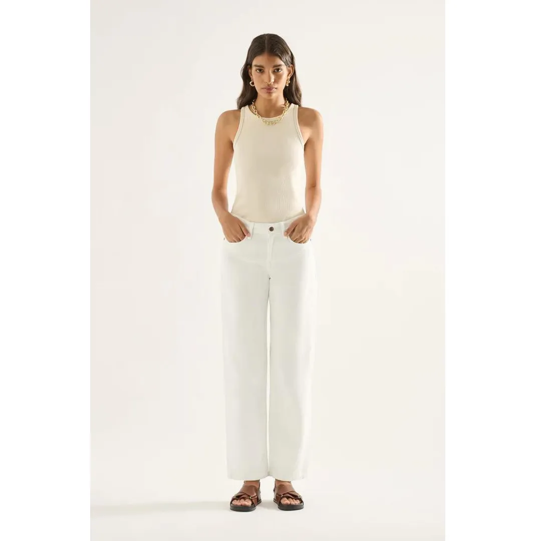 OUTLAND DENIM Elise Mid Straight Jean, Snow White