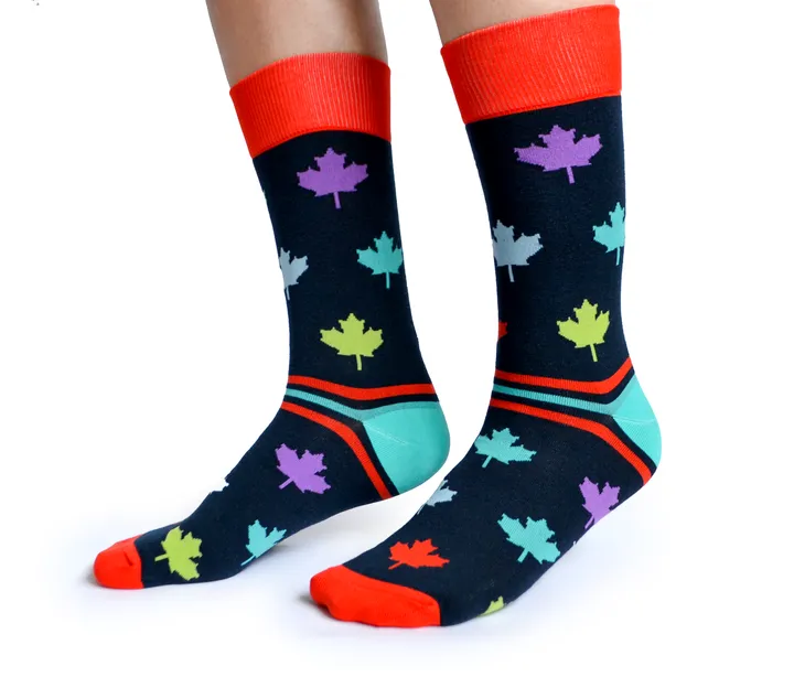 "Canada in Colour" Maple Leaf Crew Socks by Uptown Sox - Large