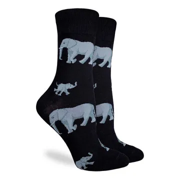 "Elephant Family" Cotton Crew Socks by Good Luck Sock