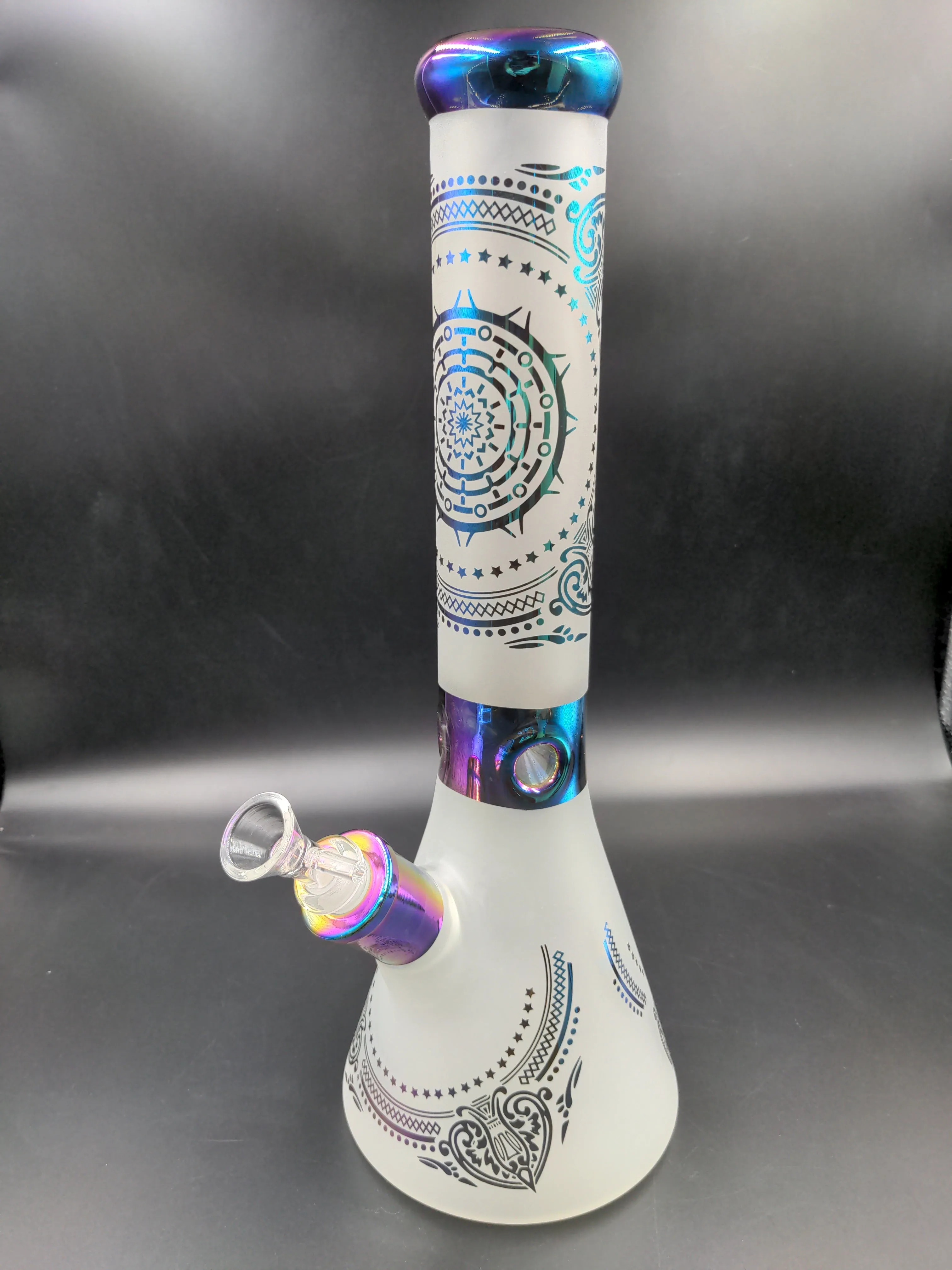 Rainbow Foil Mandala Frosted Water Pipe 14 | 14mm