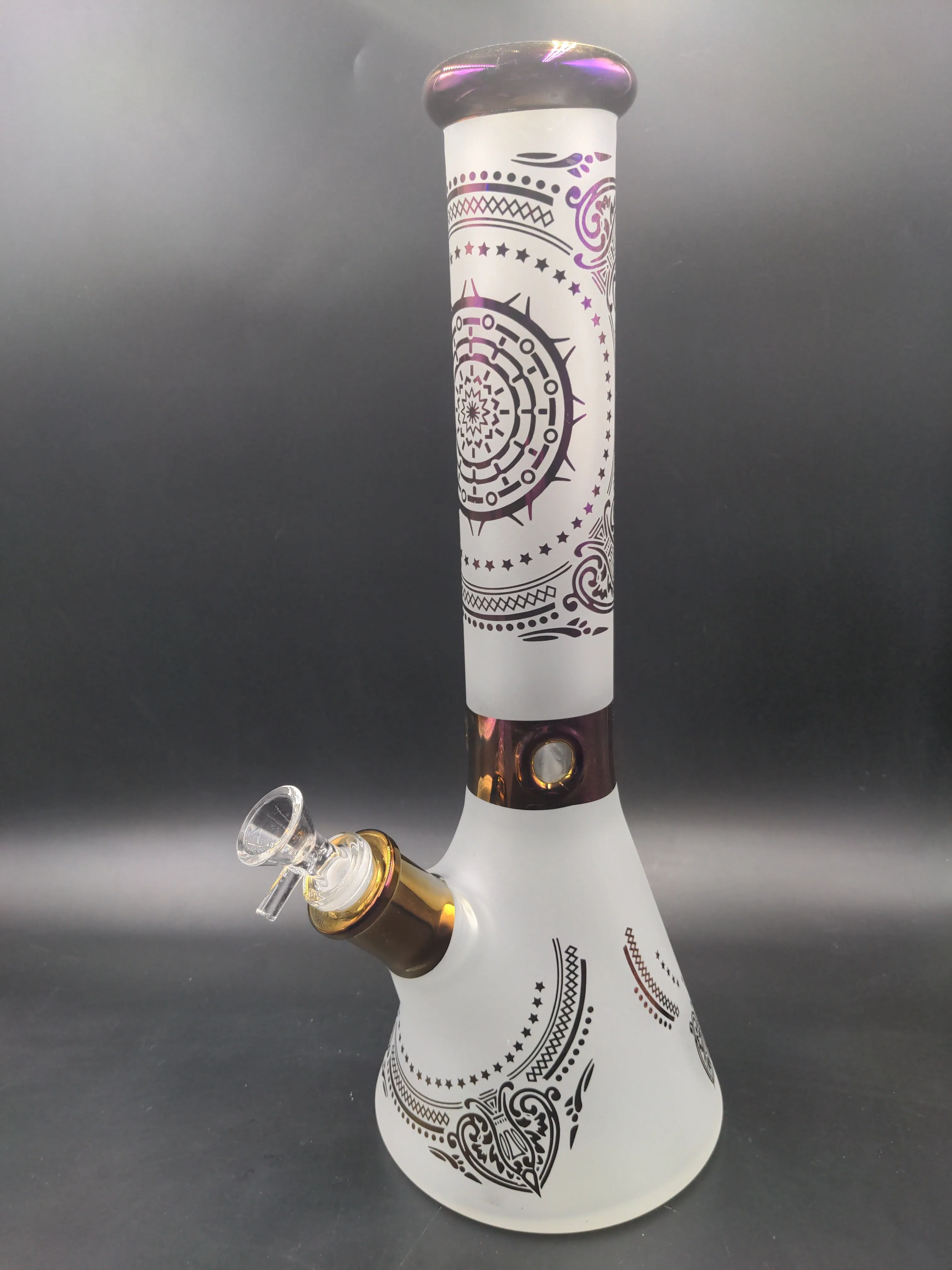 Rainbow Foil Mandala Frosted Water Pipe 14 | 14mm