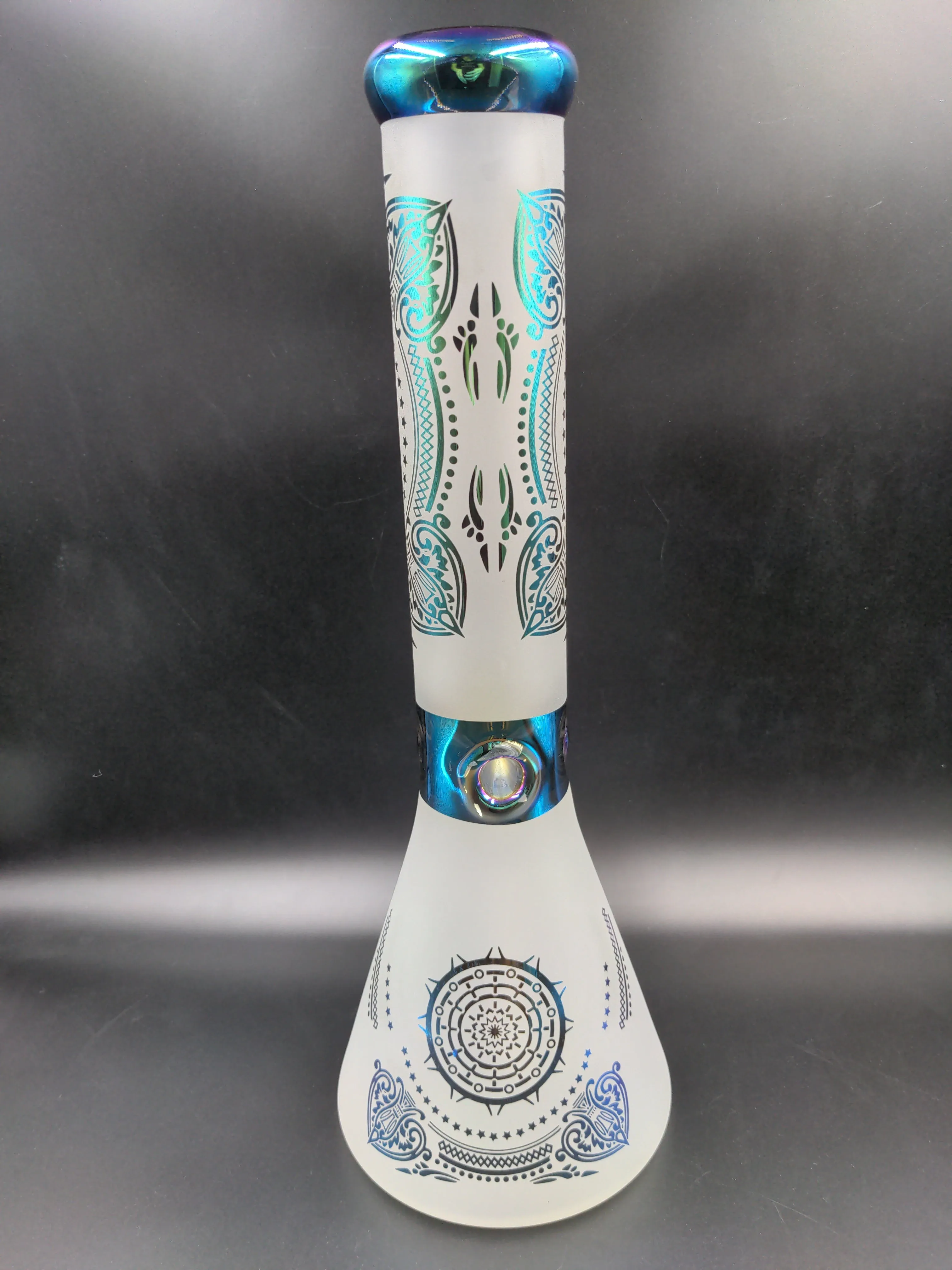 Rainbow Foil Mandala Frosted Water Pipe 14 | 14mm