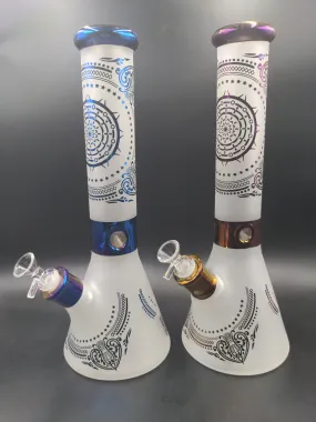 Rainbow Foil Mandala Frosted Water Pipe 14 | 14mm