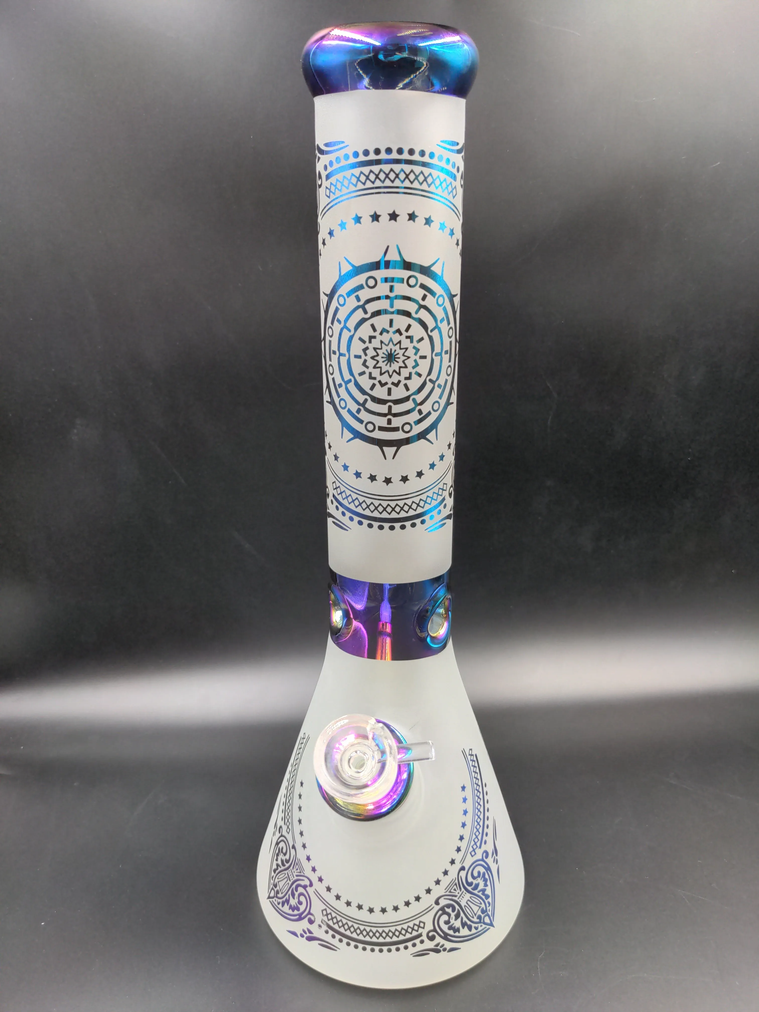 Rainbow Foil Mandala Frosted Water Pipe 14 | 14mm