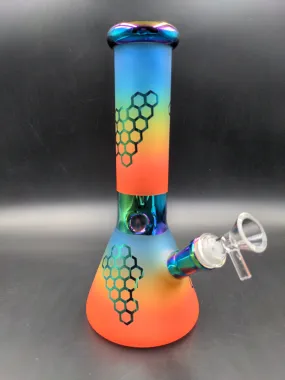 Rainbow Honeycomb Glass Water Pipe | 10 | 14mm
