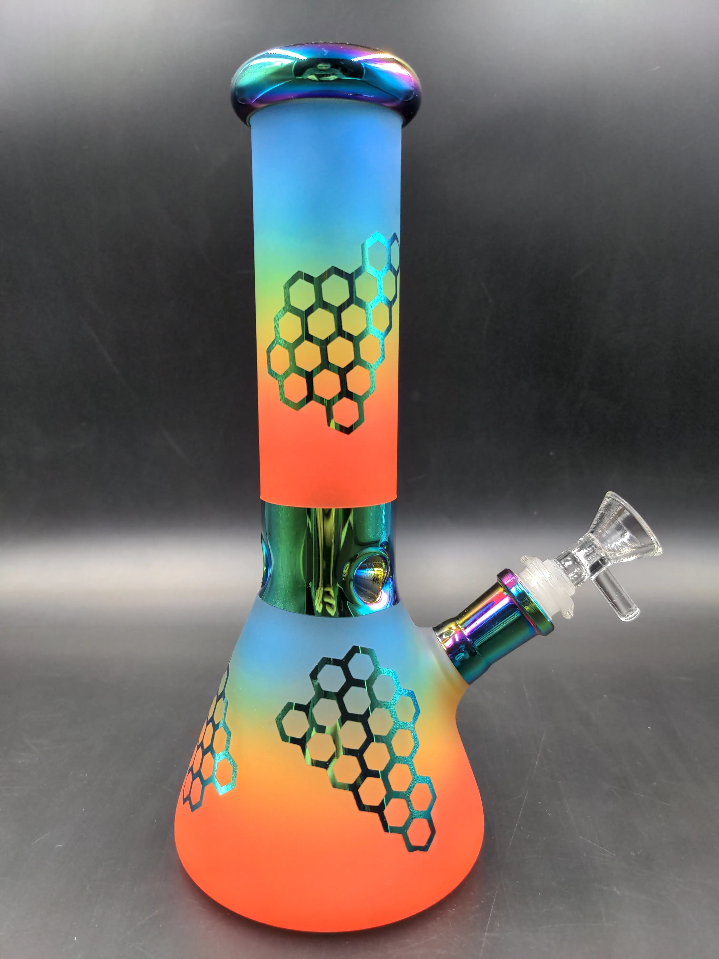 Rainbow Honeycomb Glass Water Pipe | 10 | 14mm