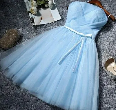 Summer Purple Blue Gray Red Tulle Short Bridesmaid Dresses Princess Banquet Party Ball Performance Prom Dress Formal Gown