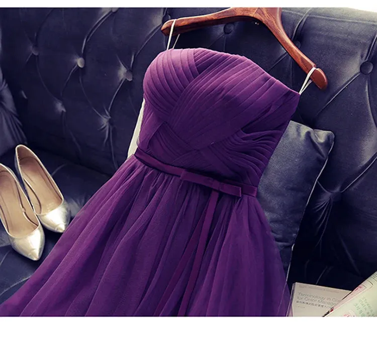 Summer Purple Blue Gray Red Tulle Short Bridesmaid Dresses Princess Banquet Party Ball Performance Prom Dress Formal Gown
