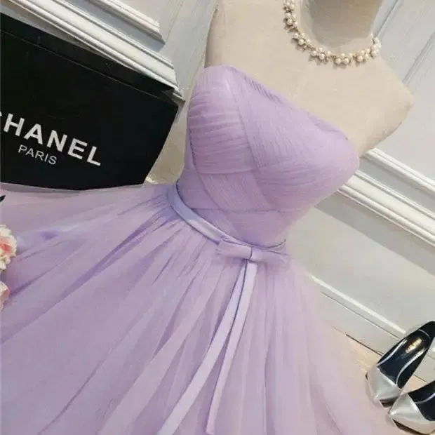 Summer Purple Blue Gray Red Tulle Short Bridesmaid Dresses Princess Banquet Party Ball Performance Prom Dress Formal Gown