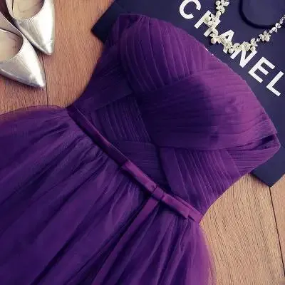 Summer Purple Blue Gray Red Tulle Short Bridesmaid Dresses Princess Banquet Party Ball Performance Prom Dress Formal Gown