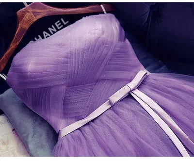 Summer Purple Blue Gray Red Tulle Short Bridesmaid Dresses Princess Banquet Party Ball Performance Prom Dress Formal Gown