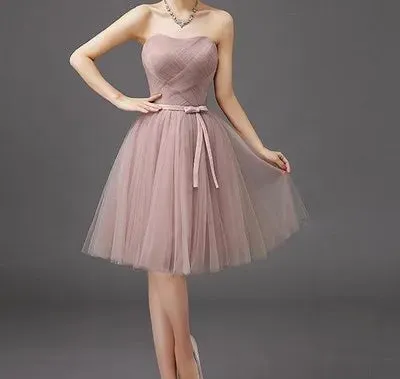 Summer Purple Blue Gray Red Tulle Short Bridesmaid Dresses Princess Banquet Party Ball Performance Prom Dress Formal Gown