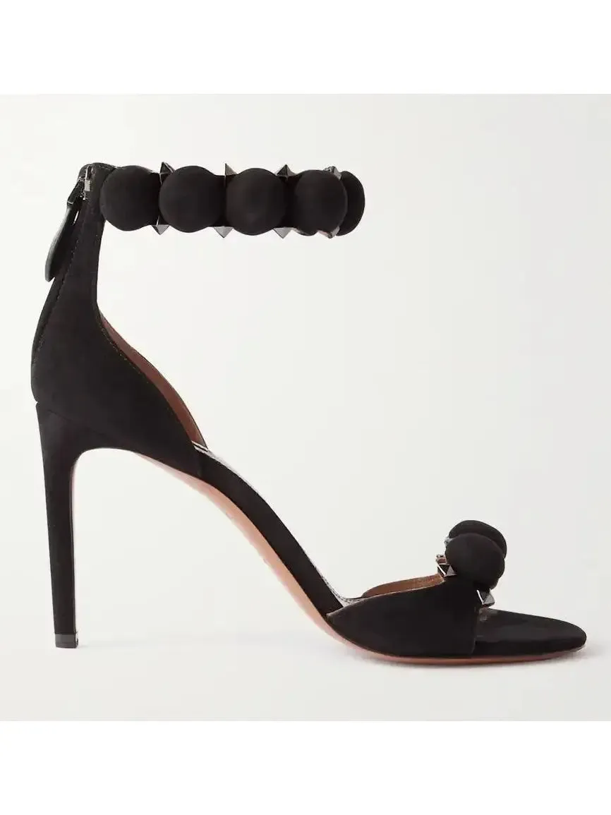Women’s Bobble High-Heel Sandals in Black