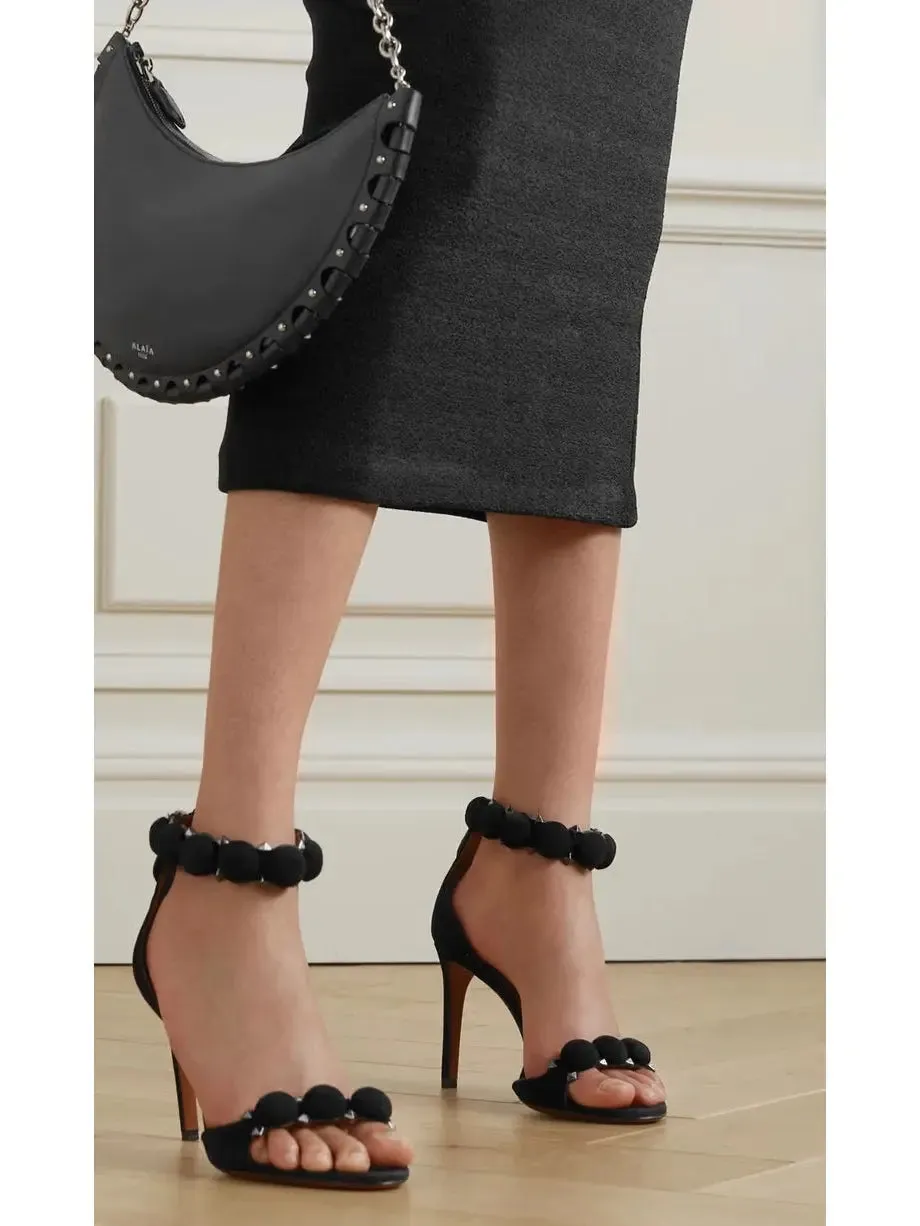 Women’s Bobble High-Heel Sandals in Black