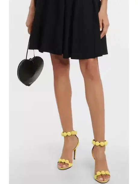 Women’s Bobble High-Heel Sandals in Yellow Suede